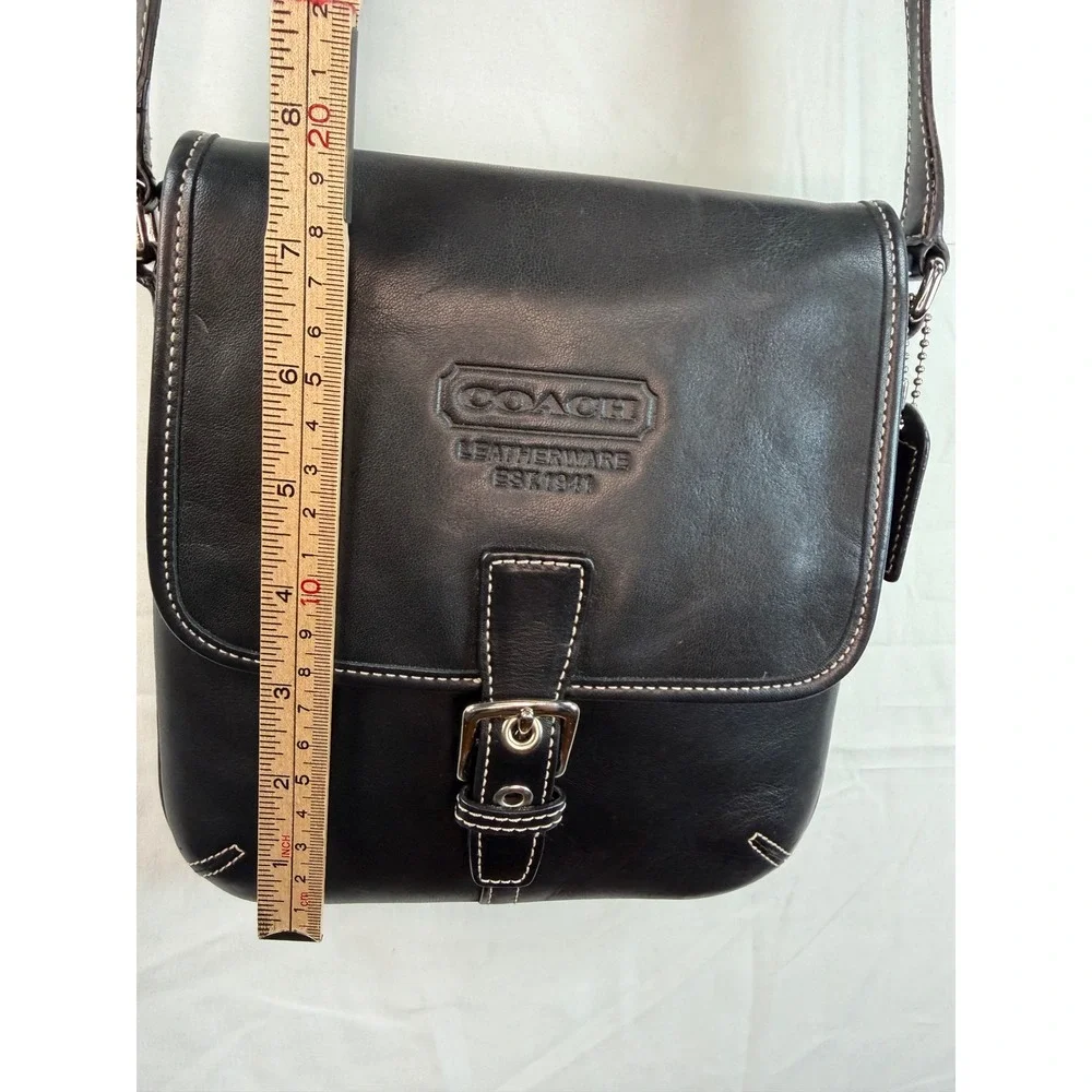 Coach‎ Black Leather Crossbody Messenger Bag F3D-9353 Glove Tanned Cowhide y2k